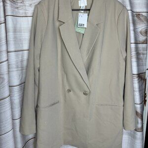 H&M Tan Oversized Double Breasted Jacket